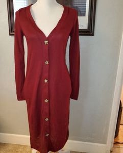 Long sleeve v neck dress